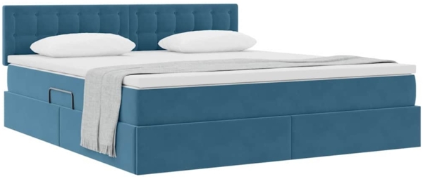 vidaXL Aufbewahrungsbett mit Matratze Dunkelblau 180x200 cm Samt 3370897 Bild 2