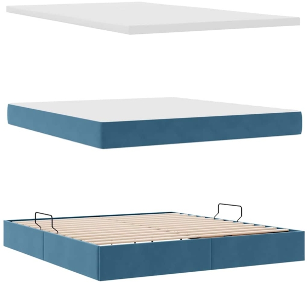 vidaXL Aufbewahrungsbett mit Matratze Dunkelblau 180x200 cm Samt 3370897 Bild 7