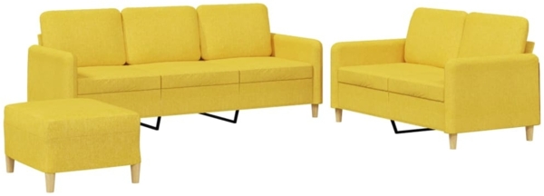 vidaXL 3-tlg. Sofagarnitur mit Kissen Hellgelb Stoff 3202131
