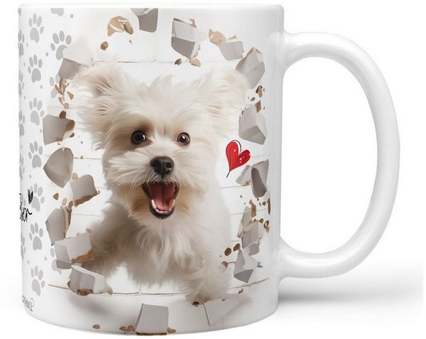 Sunnywall Tasse Malteser - Hund Hunderasse - Geschenk für Hundeliebhaber, Keramik, inkl. Geschenkkarte