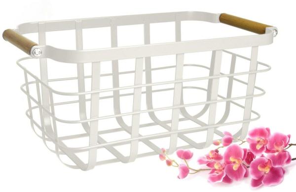 Aufbewahrungskorb aus Metall Drahtkorb Gitterkorb Metallkorb Allzweckkorb Wäschekorb Weiß