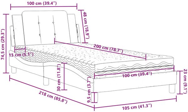 vidaXL Bettgestell ohne Matratze "Zadar" Schwarz und Weiß 100x200 cm Kunstleder 3208850 Bild 12