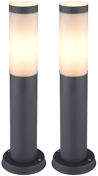 2er Set LED Sockelleuchte, Edelstahl anthrazit, Höhe 45 cm