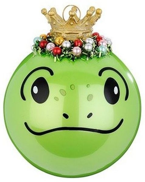 MAGIC by Inge Weihnachtsbaumkugel, Christbaumschmuck Frosch mit Krone Glas 10cm Grün Schwarz