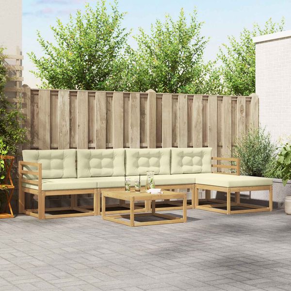 vidaXL Outdoor-Sofagarnitur 6 pcs Weiß und Creme 79 x 79 x 37 cm 3386324