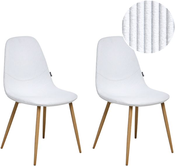 Esszimmerstuhl 2er Set HILDEN Cord Weiß
