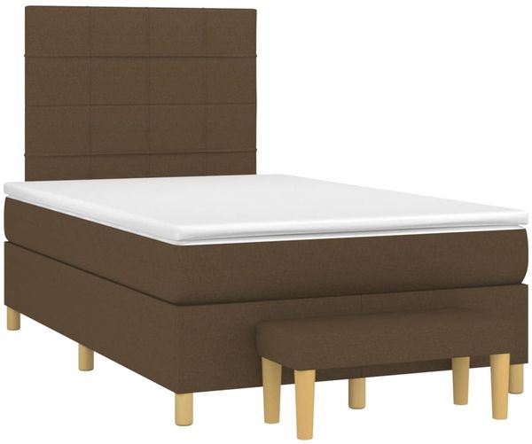 vidaXL Boxspringbett mit Matratze Stoff Dunkelbraun 120x200 cm, Härtegrad: H2 [3137144] Bild 3
