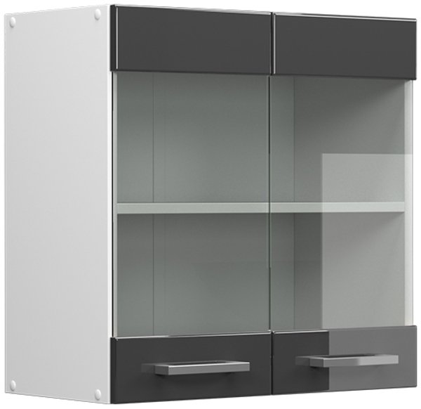 Vicco Küchenglasschrank Anthrazit Hochglanz 60 cm, R-Line