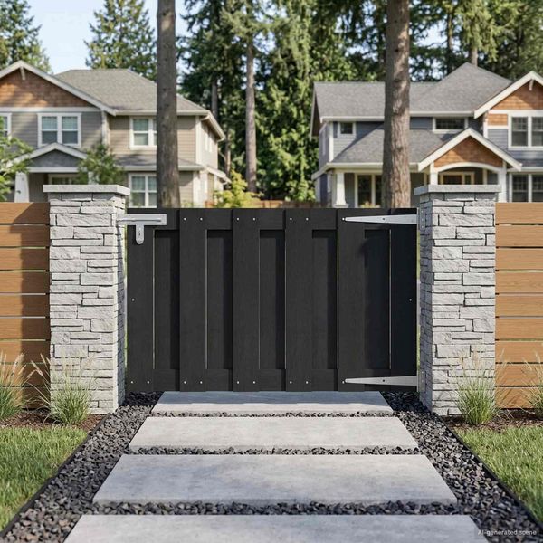 vidaXL Gartentor 100 x 60 cm WPC und Aluminium Schwarz 42039041