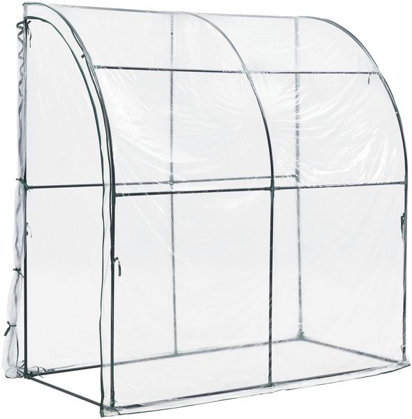 Wand-Gewächshaus Juta 100x200x215cm PVC Folie Transparent [en. casa]