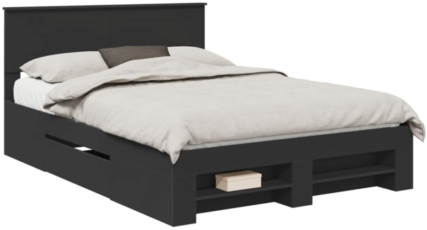 vidaXL Bettrahmen mit Kopfteil Schwarz 140 x 200 cm Holzwerkstoff 3408754