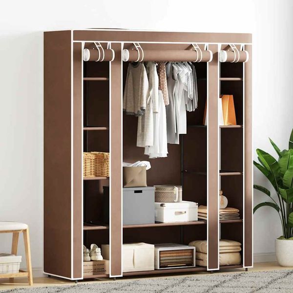 vidaXL Stoffschrank mit Fächern und Stangen 45×150×176 cm Braun 240496