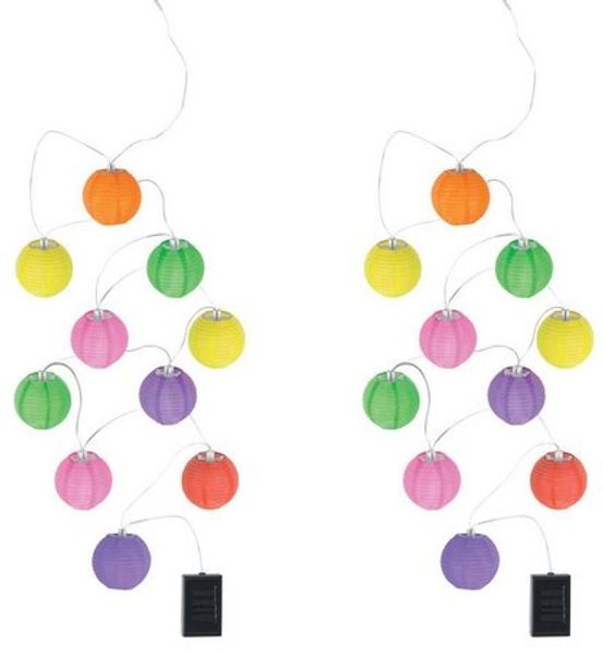 2er Set Solarbetriebene LED Outdoor Lichterkette mit 10 bunten Lampions, 3 Meter Bild 4
