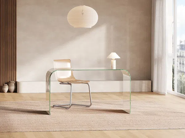 Vente-unique - KARDEMO Büromöbel Glas Transparent - B 60 cm x H 75 cm x L 120 cm