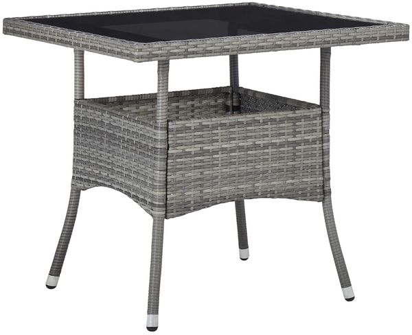 vidaXL Garten-Esstisch Grau Poly Rattan und Glas 46178