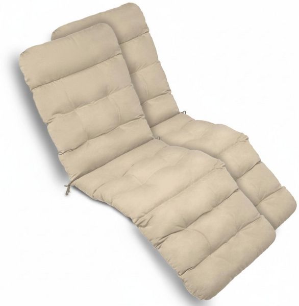 Beautissu Polsterauflage 2X Bequeme Liegenauflage Deckchair, 200 x 50 x 8 cm, Natur, Gartenliege Auflage mit Schaumflockenfüllung – Polster für Liegestuhl
