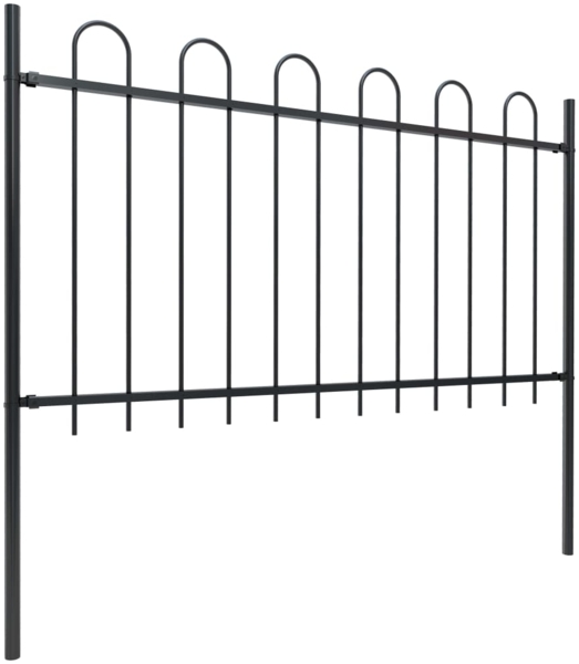 vidaXL Gartenzaun mit Rundbogen Stahl 1248 x 100 cm Schwarz 277662