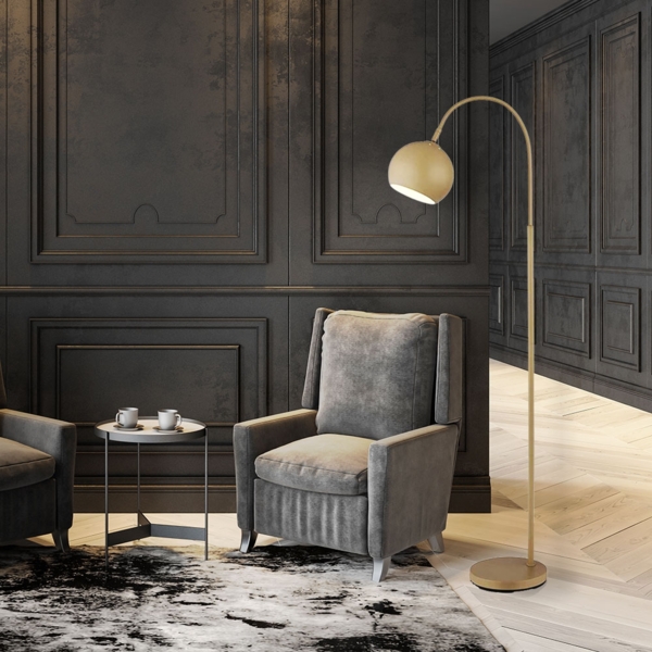 Bogenstehlampe, Metall, sandfarben, H 150cm Bild 5