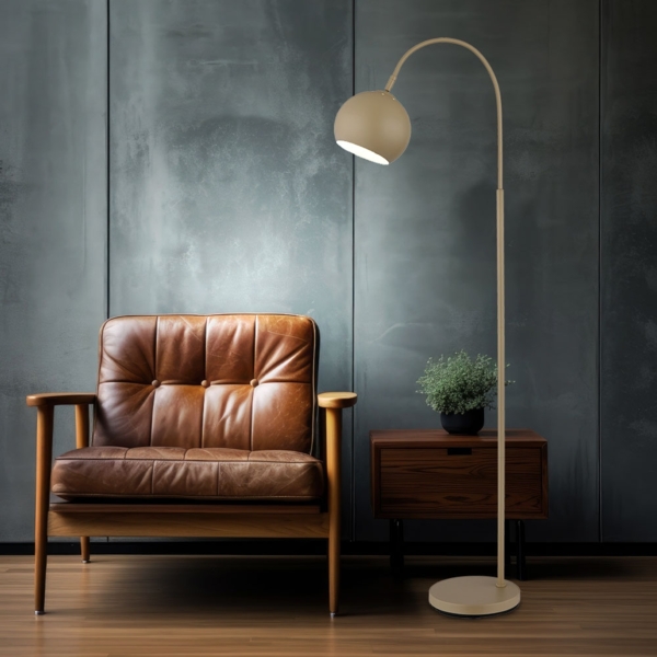 Bogenstehlampe, Metall, sandfarben, H 150cm Bild 6