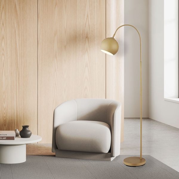 Bogenstehlampe, Metall, sandfarben, H 150cm Bild 3