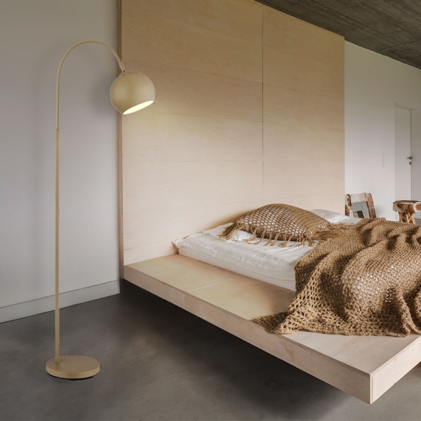 Bogenstehlampe, Metall, sandfarben, H 150cm Bild 2