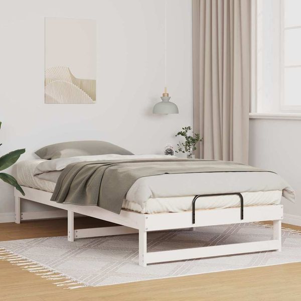vidaXL Bettrahmen Weiß 100 x 210 cm Massives Kiefernholz 873164