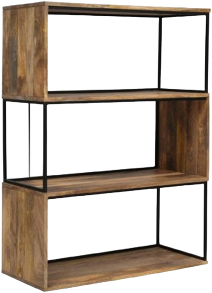 Sanotechnik Regal 'Venice', Metall, pulverbeschichtet, Teakholz, 45x38x108 cm