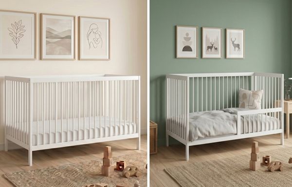 Kids Collective Babybett Kinderbett Gitterbett Baby Bett mit Rausfallschutz 60x120 70x140, stabiles Buchenholz, made in Europe 60x120 cm Weiß