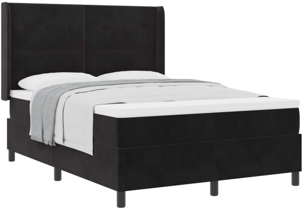 vidaXL Boxspringbett mit Matratze Schwarz 140 x 200 cm Samt 3342010