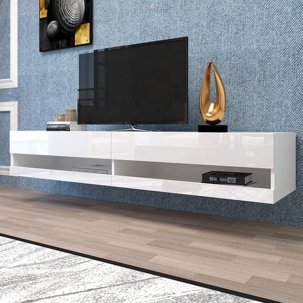 REDOM TV-Schrank Hochglänzendes MDF, modernes Design und einfache Montage (Hochglanz, Schubladen & offene Regale) Wandhängend