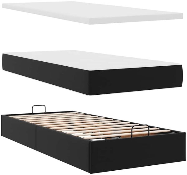 vidaXL Ottoman-Bett mit Matratze Schwarz 100x200 cm Kunstleder 3311021 Bild 8