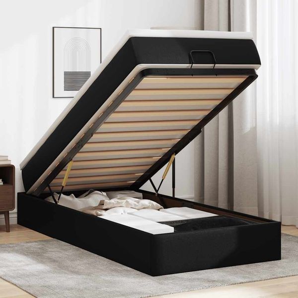 vidaXL Ottoman-Bett mit Matratze Schwarz 100x200 cm Kunstleder 3311021