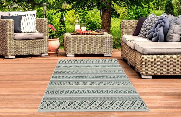 Carpetia Outdoorteppich Sisal Teppich in & outdoor Terrasse Balkon Küche Wohnzimmer sand grün, rund, Höhe: 8 mm