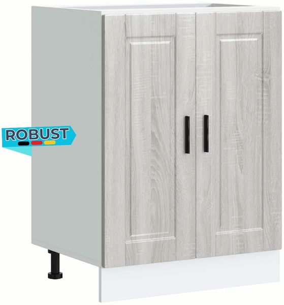 Küchenunterschrank THEO Grau Sonoma 60x46x81,5 cm | Küche Unterschrank mit Türen