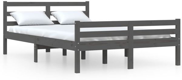 vidaXL Massivholzbett Grau 150x200 cm 5FT King Size [814826] Bild 2