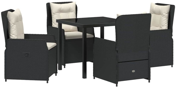 vidaXL Garten Essgruppe 5 pcs Schwarz Poly-Rattan 3380940
