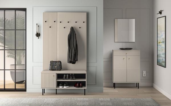 Selsey 'Caletto' Wandgarderobe mit Lamellen, beige, ca. 137 x 34 x 2 cm Bild 3