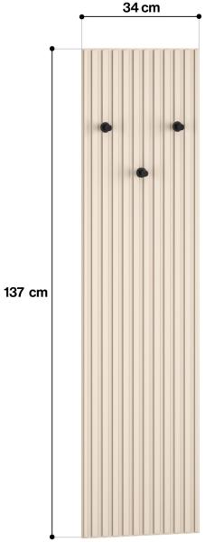 Selsey 'Caletto' Wandgarderobe mit Lamellen, beige, ca. 137 x 34 x 2 cm Bild 4