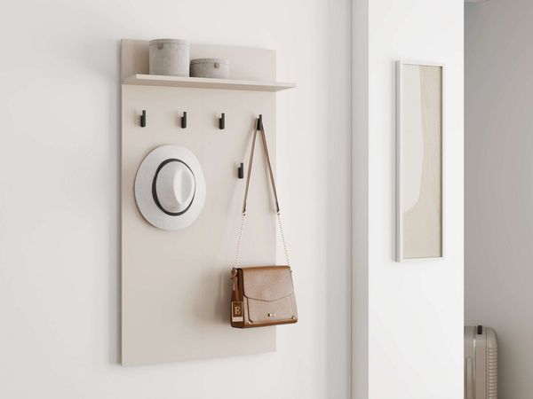 Home affaire Garderobenpaneel Arran, Wandregal Wandpaneel, Wandgarderobe praktisch & stillvoll, mit 6 Kleiderhaken und Ablage für Accessoires, Breite 63 cm