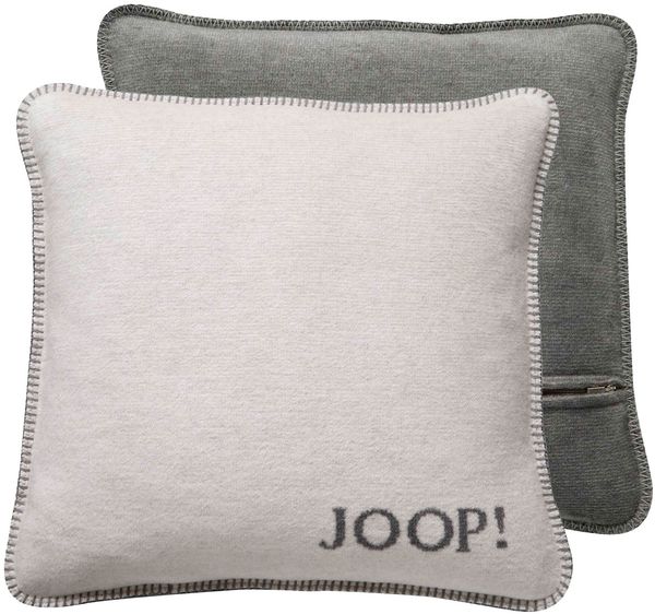 JOOP! Kissenhülle - MDF Melange Doubleface, Logo Ecru 50x50cm