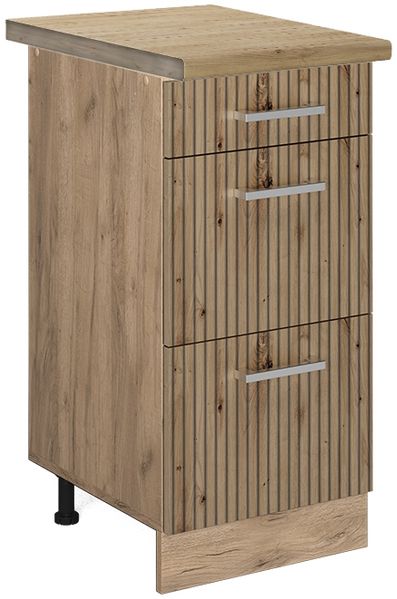 Küchenunterschrank R-Line Artisan-Eiche 40 cm mit Schubladen, AP Eiche Vicco