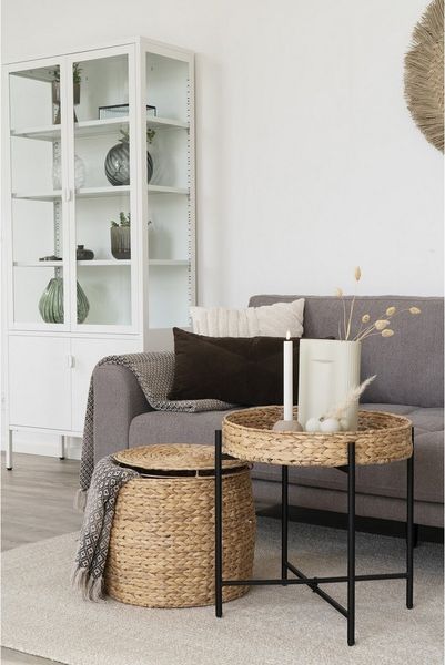 House Nordic Beistelltisch mit Stauraum, Wasserhyazinthe, natur, ø43x34 cm