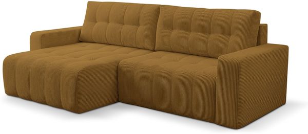 Selsey 'Maillo' Ecksofa mit Schlaffunktion & Bettkasten, Cord, Universal, Senfgelb