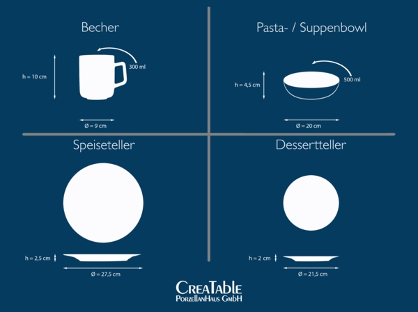 CreaTable, 17850, Serie Yara Blau, Geschirrset, Kombiservice 16 teilig Blau Bild 6