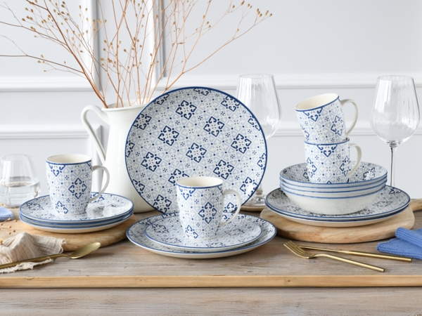 CreaTable, 17850, Serie Yara Blau, Geschirrset, Kombiservice 16 teilig Blau Bild 3