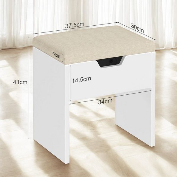 HOMALL Hocker Schminkhocker mit Stauraum, Kosmetikhocker (Mit Aufbewahrungsschrank, Kissen 4cm dick, weich und bequem, multifunktional)