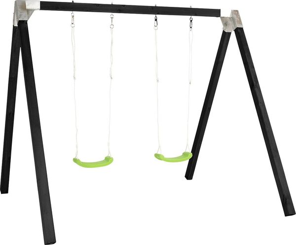 Plus Luxus Schaukelgestell inkl. 2 grüne Schaukelsitzen schwarz Bild 2