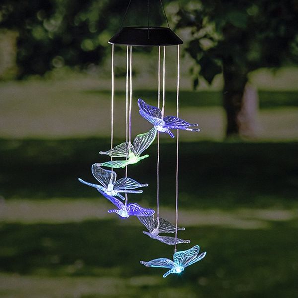 Mojawo LED Stern LED Solar Windspiel Gartenbeleuchtung Deko Schmetterling Farbwechsel