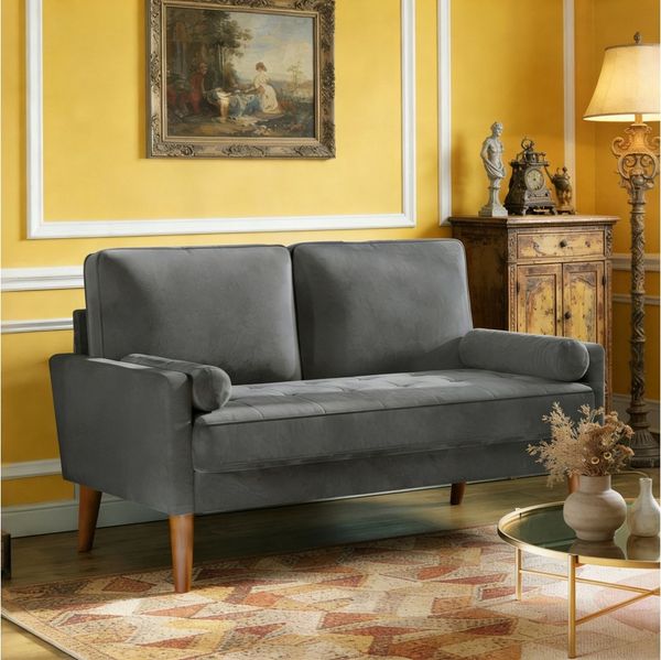 Dripex Sofa 121 cm kleines 2-Sitzer-Sofa aus Samt – bequeme Couch