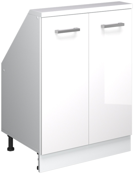 Küchenschrank für Dachschrägen R-Line Weiß Hochglanz 60 cm mit 2 Türen Vicco